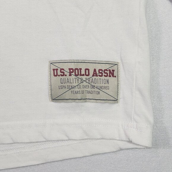 US Polo Assn. Boys Henley sz 18 White with Grey Long Sleeve 2 Player Emblem - Picture 5 of 11